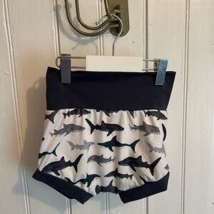 Handmade 3t navy Shark Print bummie shorts